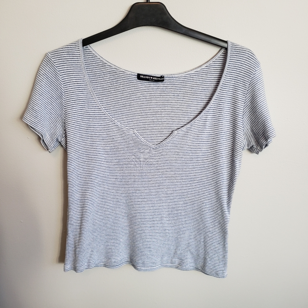 Brandy Melville cropped striped shirt one size